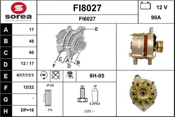 SNRA FI8027 - Alternator autospares.lv