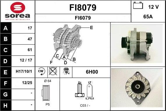 SNRA FI8079 - Alternator autospares.lv