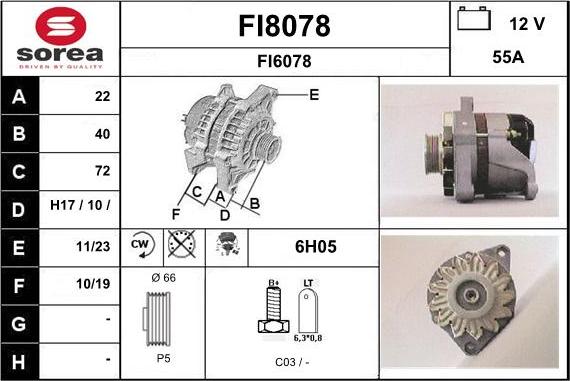 SNRA FI8078 - Alternator autospares.lv