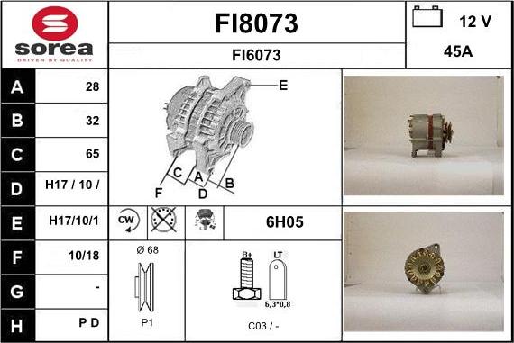 SNRA FI8073 - Alternator autospares.lv