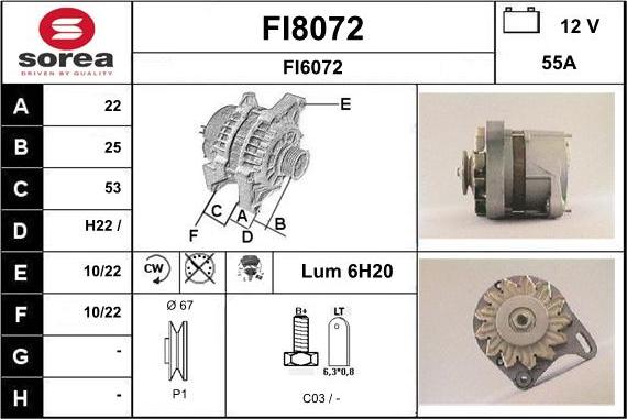 SNRA FI8072 - Alternator autospares.lv