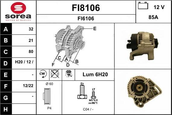 SNRA FI8106 - Alternator autospares.lv