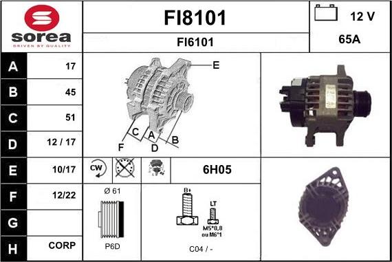 SNRA FI8101 - Alternator autospares.lv