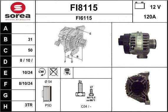 SNRA FI8115 - Alternator autospares.lv