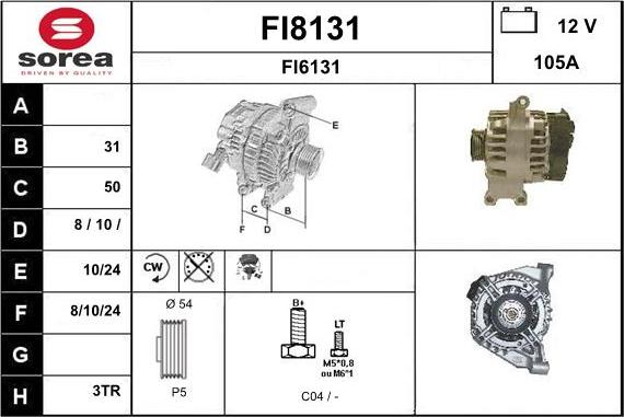 SNRA FI8131 - Alternator autospares.lv
