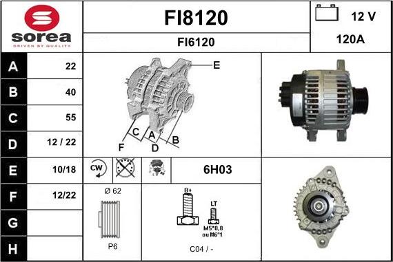 SNRA FI8120 - Alternator autospares.lv