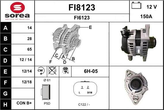 SNRA FI8123 - Alternator autospares.lv