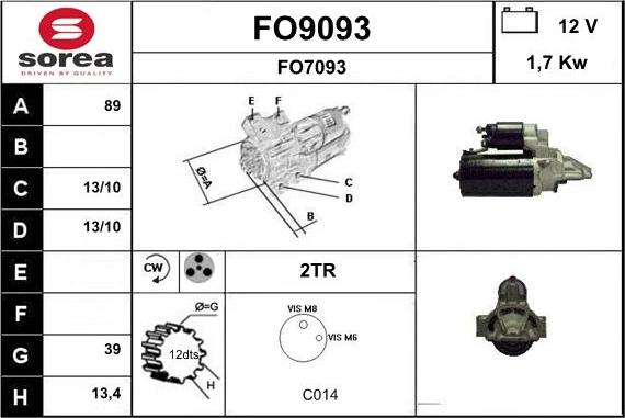 SNRA FO9093 - Starter autospares.lv