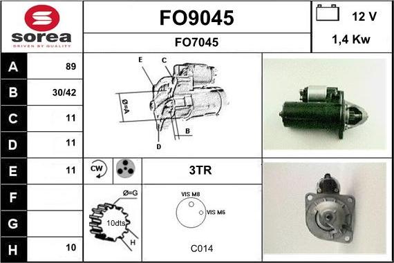 SNRA FO9045 - Starter autospares.lv