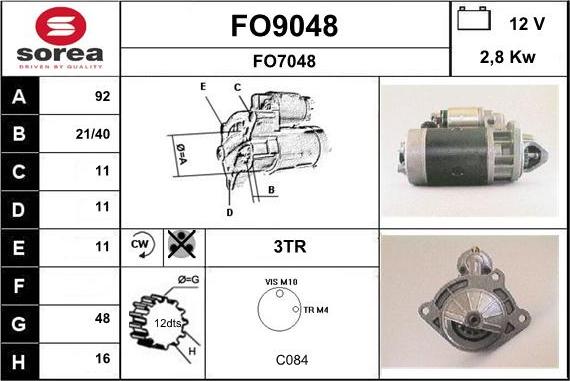 SNRA FO9048 - Starter autospares.lv