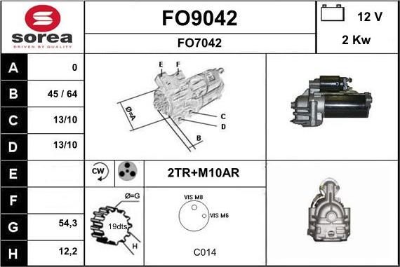 SNRA FO9042 - Starter autospares.lv