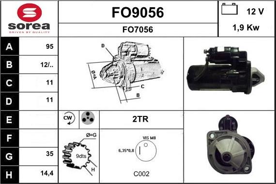 SNRA FO9056 - Starter autospares.lv