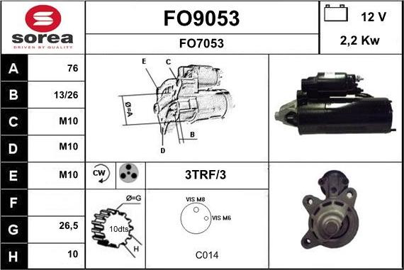 SNRA FO9053 - Starter autospares.lv