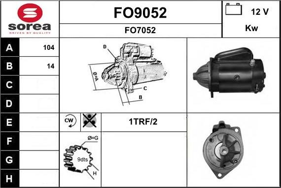 SNRA FO9052 - Starter autospares.lv