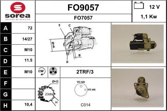 SNRA FO9057 - Starter autospares.lv