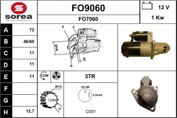 SNRA FO9060 - Starter autospares.lv