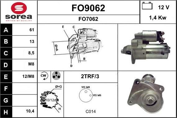 SNRA FO9062 - Starter autospares.lv