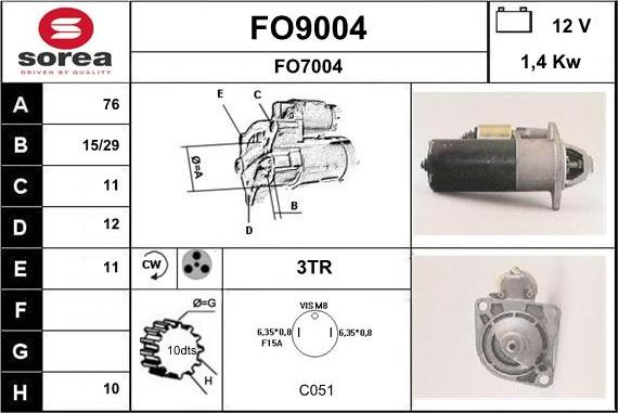 SNRA FO9004 - Starter autospares.lv