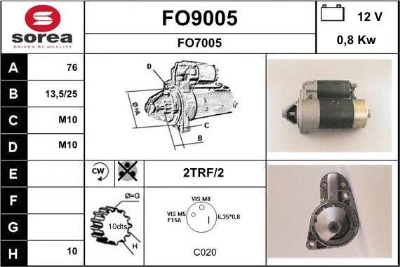 SNRA FO9005 - Starter autospares.lv