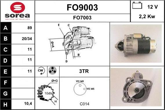 SNRA FO9003 - Starter autospares.lv
