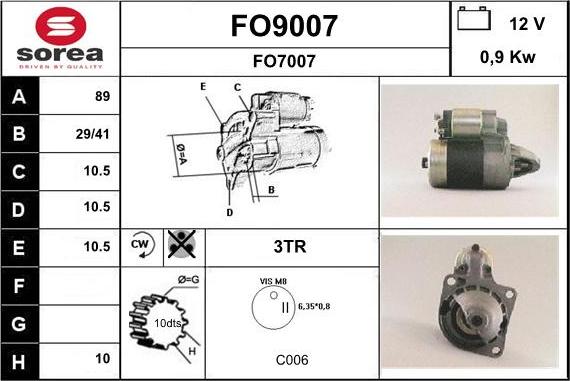 SNRA FO9007 - Starter autospares.lv