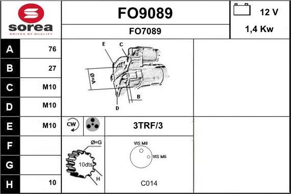 SNRA FO9089 - Starter autospares.lv