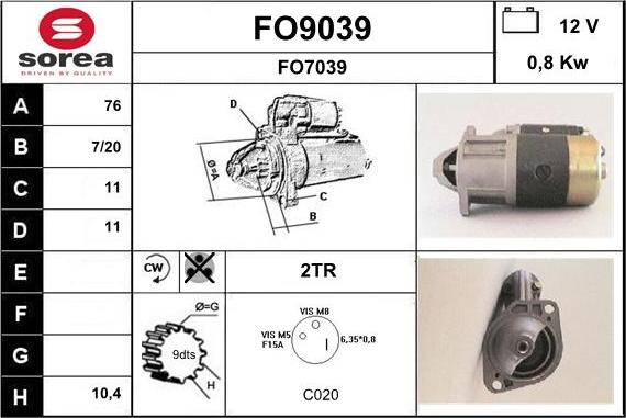 SNRA FO9039 - Starter autospares.lv
