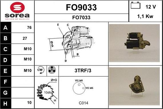 SNRA FO9033 - Starter autospares.lv