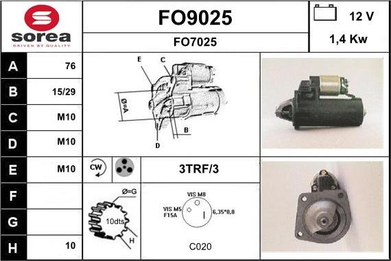 SNRA FO9025 - Starter autospares.lv