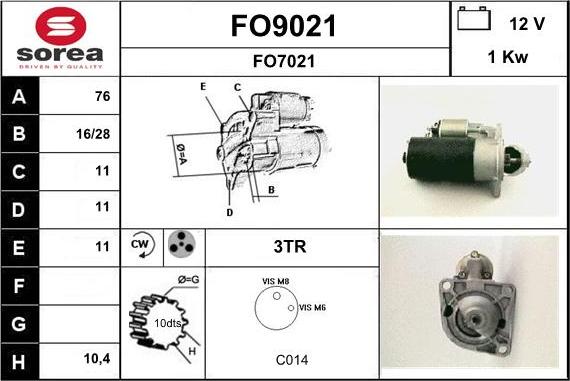 SNRA FO9021 - Starter autospares.lv