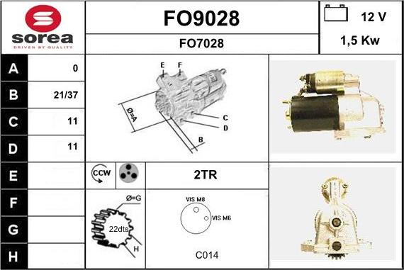 SNRA FO9028 - Starter autospares.lv