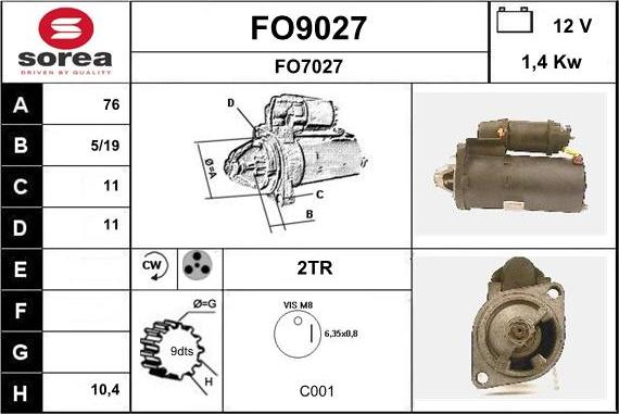 SNRA FO9027 - Starter autospares.lv