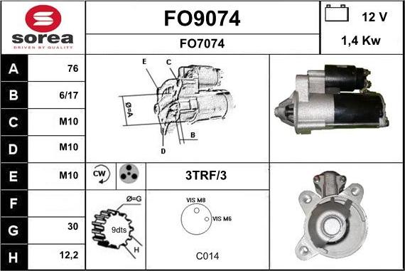 SNRA FO9074 - Starter autospares.lv