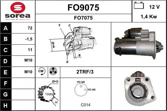 SNRA FO9075 - Starter autospares.lv