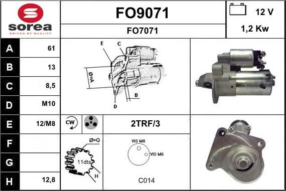 SNRA FO9071 - Starter autospares.lv