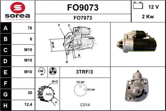 SNRA FO9073 - Starter autospares.lv