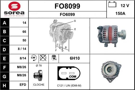 SNRA FO8099 - Alternator autospares.lv