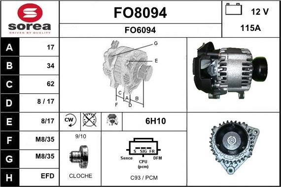 SNRA FO8094 - Alternator autospares.lv