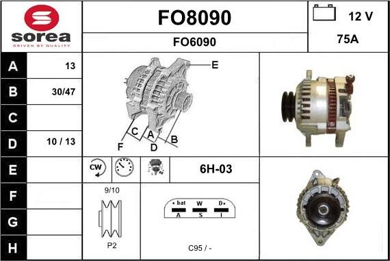 SNRA FO8090 - Alternator autospares.lv