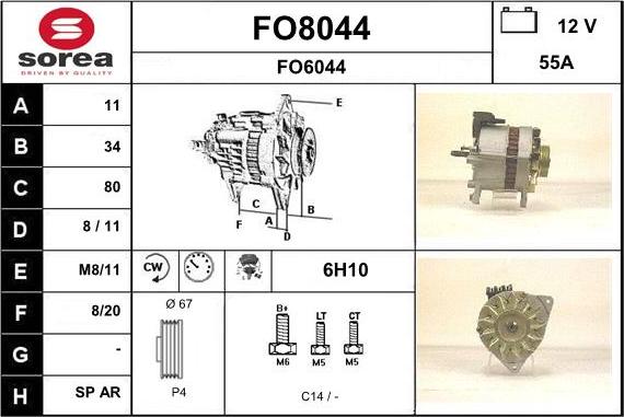 SNRA FO8044 - Alternator autospares.lv