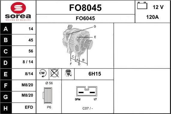 SNRA FO8045 - Alternator autospares.lv
