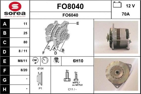 SNRA FO8040 - Alternator autospares.lv
