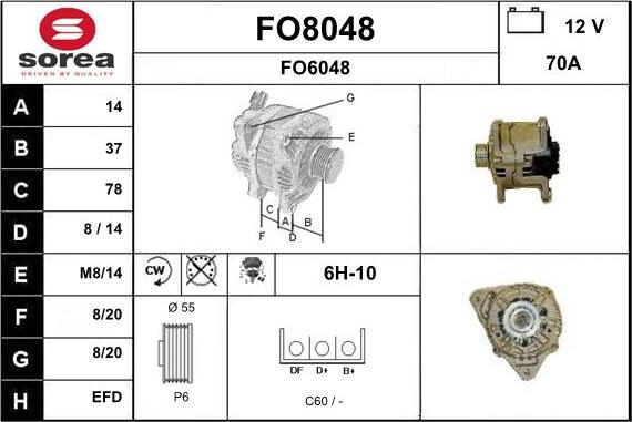 SNRA FO8048 - Alternator autospares.lv