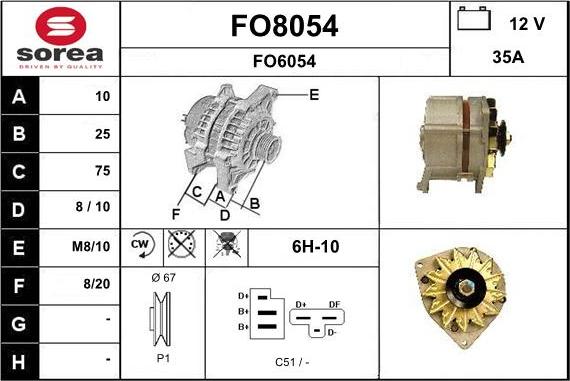 SNRA FO8054 - Alternator autospares.lv
