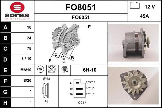SNRA FO8051 - Alternator autospares.lv