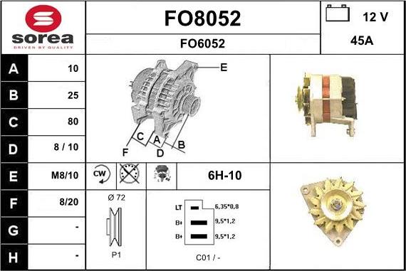 SNRA FO8052 - Alternator autospares.lv