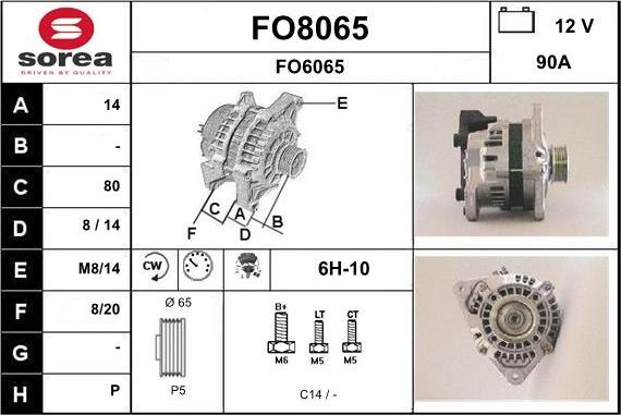 SNRA FO8065 - Alternator autospares.lv