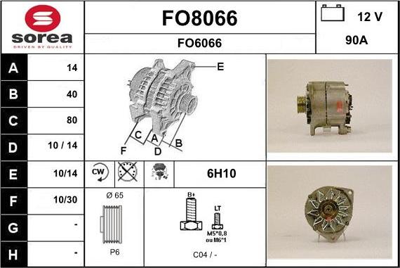 SNRA FO8066 - Alternator autospares.lv