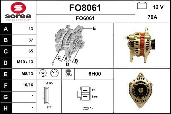 SNRA FO8061 - Alternator autospares.lv