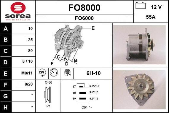 SNRA FO8000 - Alternator autospares.lv